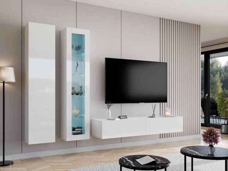 MIRJAN24 Wohnwand Vigo III, (3er-Set, 2x Vitrine, TV-Lowboard), grifflosem Öffnen "push to open" von MIRJAN24