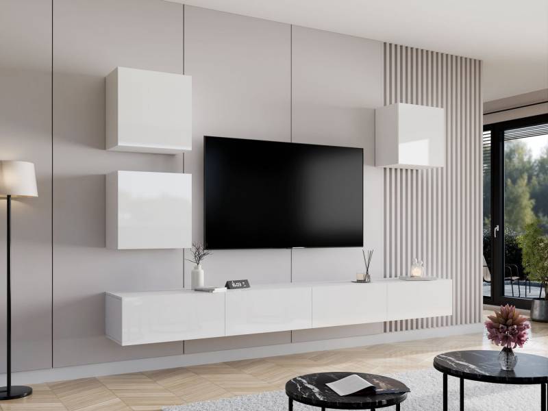 MIRJAN24 Wohnwand Vigo XXII, (5er-Set, 3x Vitrine, 2x TV-Lowboard), grifflosem Öffnen "push to open" von MIRJAN24