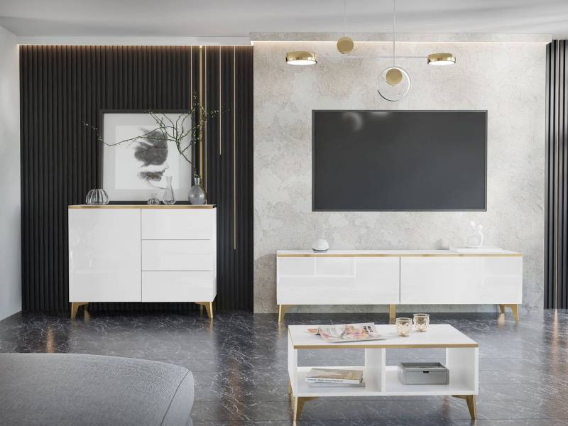 MIRJAN24 Wohnzimmer-Set Alrik II, (Kommode, TV-Lowboard, Couchtisch), Griffloses Öffnungssystem push to open von MIRJAN24