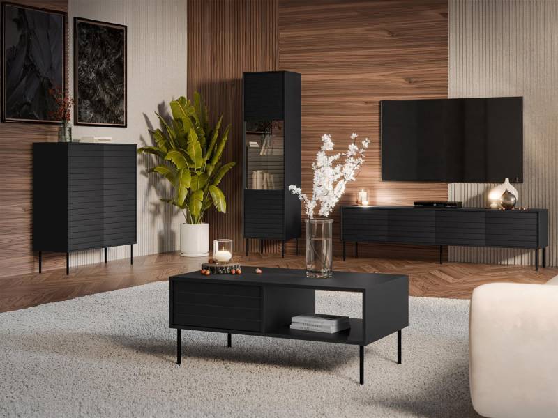 MIRJAN24 Wohnzimmer-Set Cortina I, (4er-Set, Kommode, TV-Lowboard, Couchtisch, Vitrine), Griffloses Öffnungssystem push to open von MIRJAN24