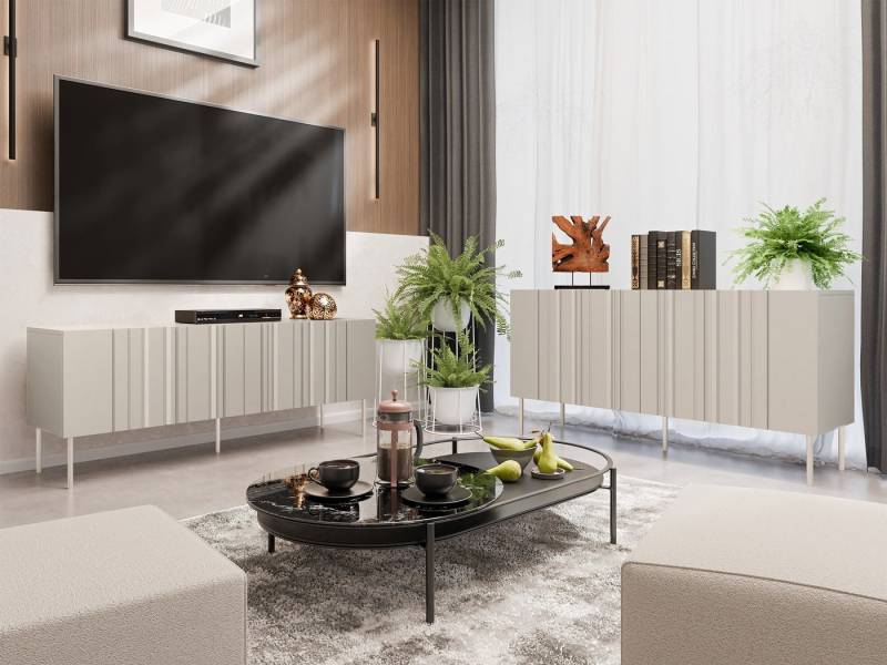 MIRJAN24 Wohnzimmer-Set Isla I, (2er-Set, Kommode, TV-Lowboard), Metallfüße, Push to open von MIRJAN24