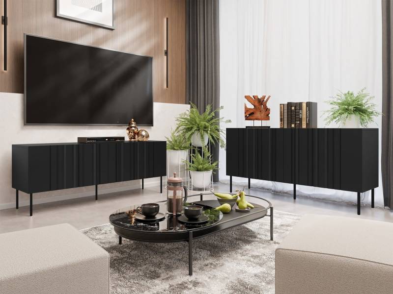 MIRJAN24 Wohnzimmer-Set Isla I, (2er-Set, Kommode, TV-Lowboard), Metallfüße, Push to open von MIRJAN24