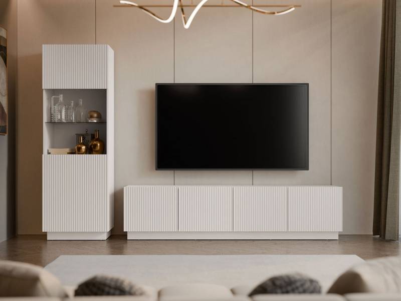 MIRJAN24 Wohnzimmer-Set Liverti I, (2er-Set, Vitrine, TV-Lowboard), Gefräste Fronten von MIRJAN24