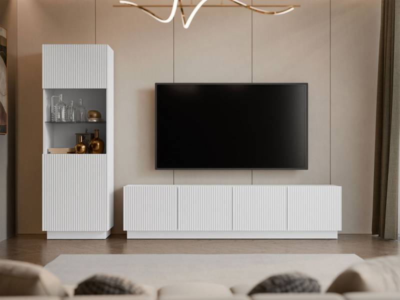 MIRJAN24 Wohnzimmer-Set Liverti I, (2er-Set, Vitrine, TV-Lowboard), Gefräste Fronten von MIRJAN24