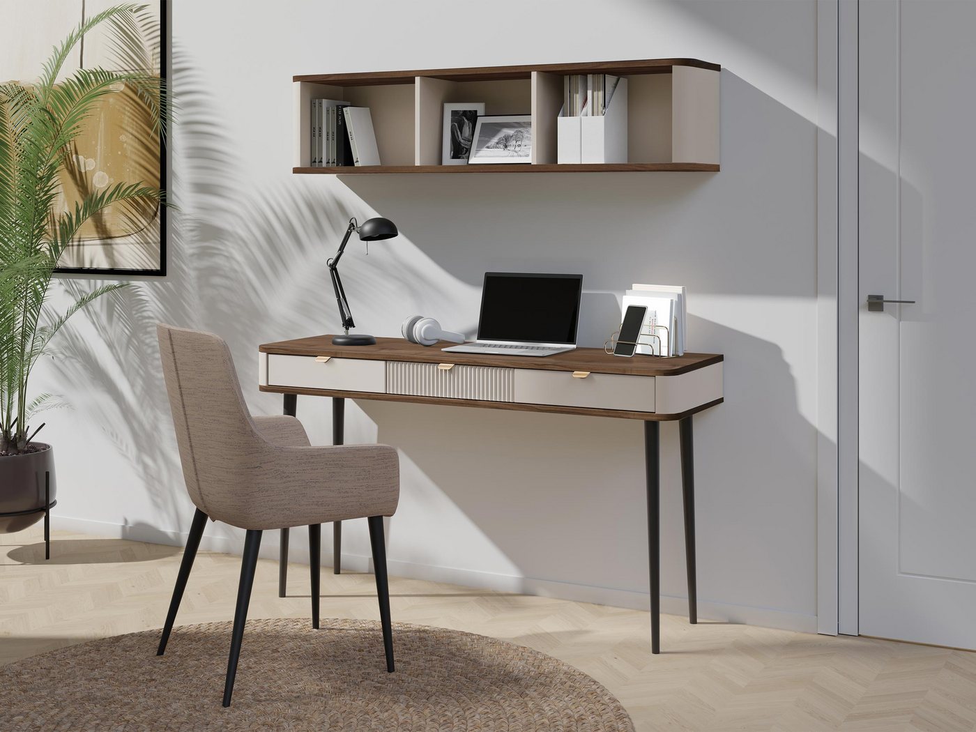MIRJAN24 Wohnzimmer-Set Marly IV, (2er-Set, Konsolentisch, Wandregal), Metallbeine und Metallgriffe von MIRJAN24