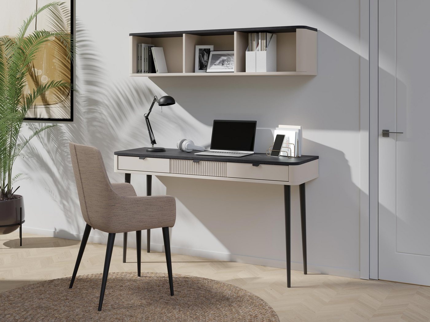 MIRJAN24 Wohnzimmer-Set Marly IV, (2er-Set, Konsolentisch, Wandregal), Metallbeine und Metallgriffe von MIRJAN24