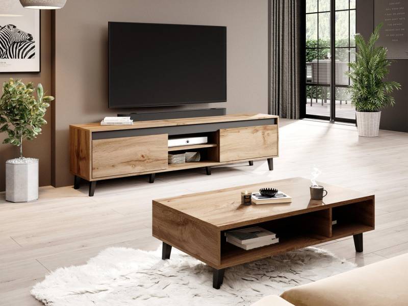 MIRJAN24 Wohnzimmer-Set Nord II, (2er-Set, Kommode, TV-Lowboard), Holz-Optik, 12 cm füße von MIRJAN24