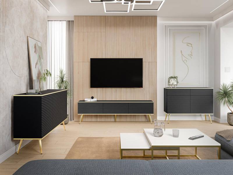 MIRJAN24 Wohnzimmer-Set Oro II, (3er-Set, zwei Kommode, TV-Lowboard), Stahlfüße in der Farbe Gold von MIRJAN24