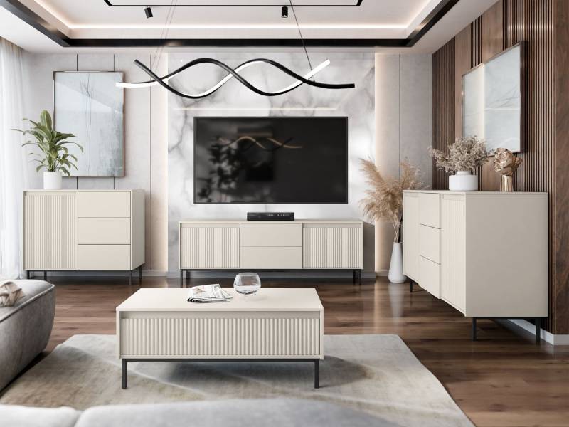 MIRJAN24 Wohnzimmer-Set Ozmi I, (2x Kommode, TV-Lowboard, Couchtisch), Griffloses Öffnungssystem push to open von MIRJAN24