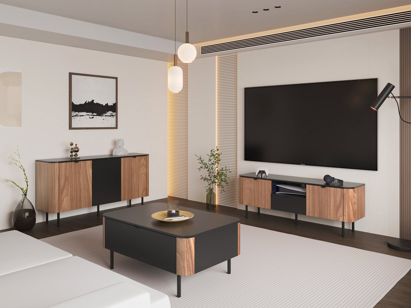 MIRJAN24 Wohnzimmer-Set Pero II, (3er-Set, TV-Lowboard, Kommode, Couchtisch), gedämpftem Schließsystem von MIRJAN24