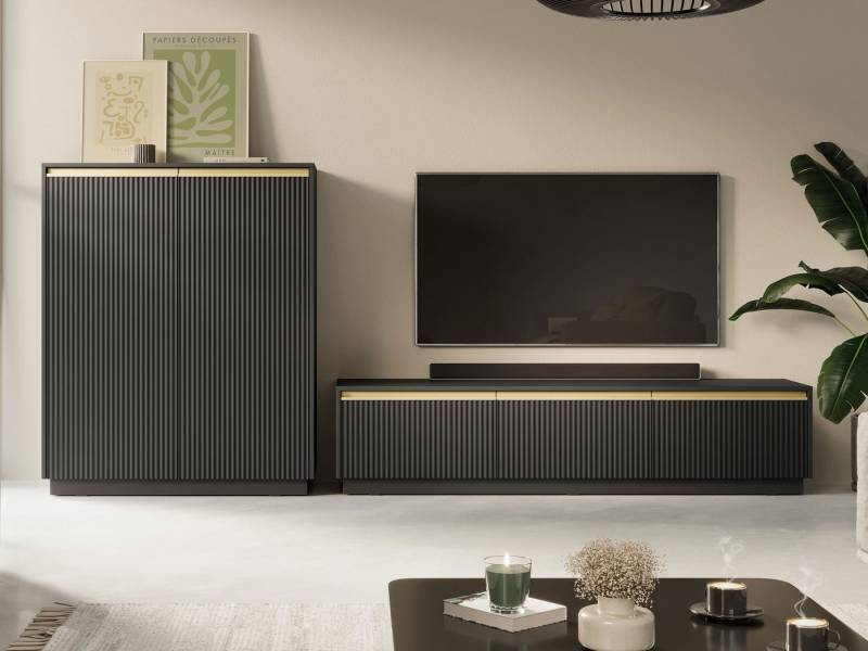 MIRJAN24 Wohnzimmer-Set Royal II, (2er-Set, Kommode, TV-Lowboard), Metallgriffe, Fronten gefräst von MIRJAN24