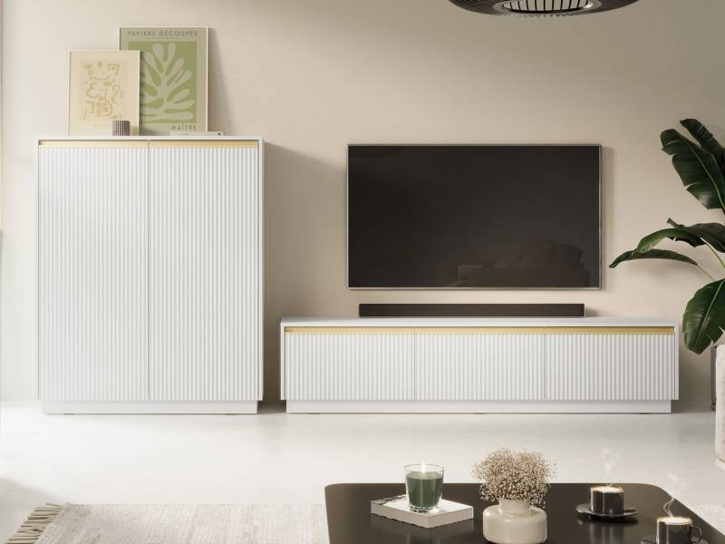 MIRJAN24 Wohnzimmer-Set Royal II, (2er-Set, Kommode, TV-Lowboard), Metallgriffe, Fronten gefräst von MIRJAN24