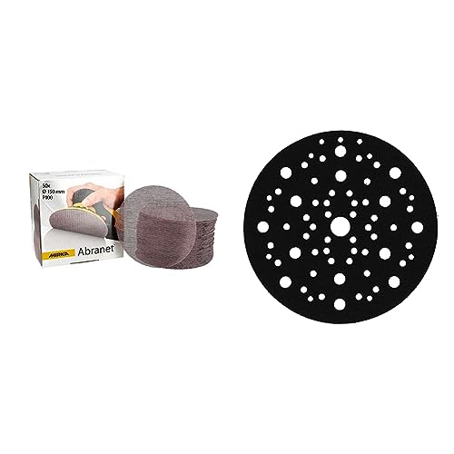 Bundle aus Mirka Abranet Netz-Schleifscheiben Ø 150 mm Klett/Korn P100 / 50 Stk + Mirka Schutzauflage Ø 150mm, 1 Stück, zum Schützen von Schleiftellern mit Klettbelag von MIRKA