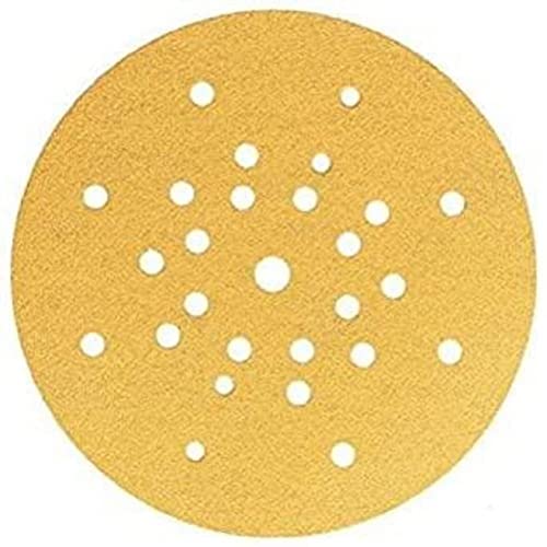 Mirka Gold Schleifpapier Ø 225mm Klett 27-Loch / Korn P60, 25 Scheiben / Für Trockenbauschleifer Wand- und Deckenschleifer / Zum Schleifen von Gips, Spachtel, Spanplatten, Holz, Lack von MIRKA