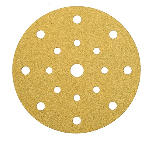 Mirka Gold Universal-Schleifpapier Ø 150mm Klett 17-Loch / Korn P320, 100 Stk / Zum Schleifen von Gips, Spachtel, Spanplatten, Holz, Lack von MIRKA