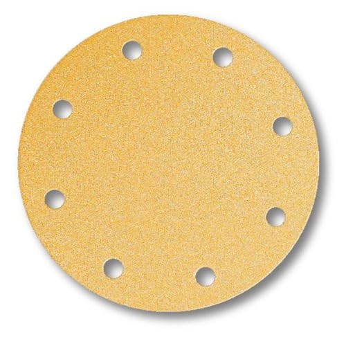 Mirka Gold Universal-Schleifpapier Ø 200mm Klett 9-Loch, Korn P150, 50 Stk/Zum Schleifen von Gips, Spachtel, Spanplatten, Holz, Lack von MIRKA