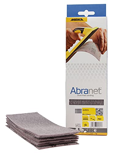 Mirka Abranet® Netz-Schleifstreifen (80 x 230 mm), Profi-Schleifgitter mit P80 Körnung und Klett, für Handschliff, Schwingschleifer und Handschleifblock, 10er Pack von MIRKA