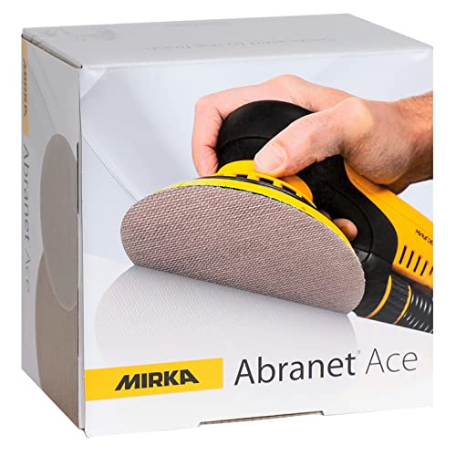 Mirka Abranet Ace Netz Schleifscheiben Ø 150mm Klett/ Korn P150 / 50 Stk / Für alle 150mm Exzenterschleifer und Schleifmaschinen / Teilkeramisch / zum Schleifen von harten Oberflächen, Holz, Metall von MIRKA