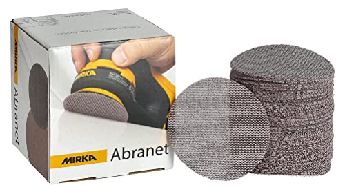 Mirka Abranet Netz-Schleifscheiben Ø 77 mm Klett / Korn P180 / 50 Stk / zum Schleifen von Holz, Spachtel, Lack, Kunststoff / 5420305018 von MIRKA