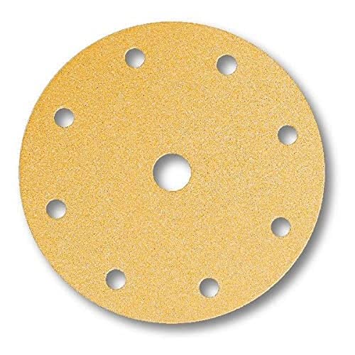 Mirka Gold Universal-Schleifpapier Ø 150mm Klett 9-Loch, Korn P120, 100 Stk / Zum Schleifen von Gips, Spachtel, Spanplatten, Holz, Lack von MIRKA