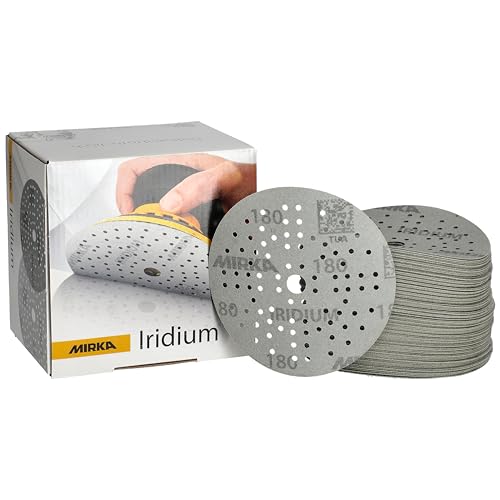 Mirka Iridium Premium-Schleifpapier Ø 125mm Klett 89-Loch, Korn 180, 100 Stk / Zum Schleifen von Lack, Spachtel, Grundierung, Holz, Stahl, Mineralwerkstoffe, Kunststoff von MIRKA