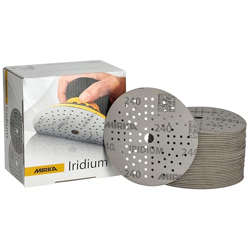 Mirka Iridium Premium-Schleifpapier Ø 125mm Klett 89-Loch, Korn 240, 100 Stk / Zum Schleifen von Lack, Spachtel, Grundierung, Holz, Stahl, Mineralwerkstoffe, Kunststoff von MIRKA