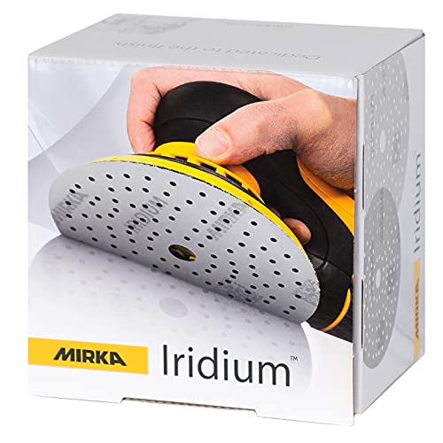 Mirka Iridium Premium-Schleifpapier Ø 150mm Klett 121-Loch, Korn 150, 100 Stk / Zum Schleifen von Lack, Spachtel, Grundierung, Holz, Stahl, Mineralwerkstoffe, Kunststoff von MIRKA