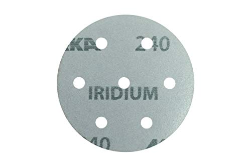 Mirka Iridium Premium-Schleifpapier Ø 77mm 20H Klett Korn 240, 50 Stk / Zum Schleifen von Lack, Spachtel, Grundierung, Holz, Stahl, Mineralwerkstoffe, Kunststoff von MIRKA