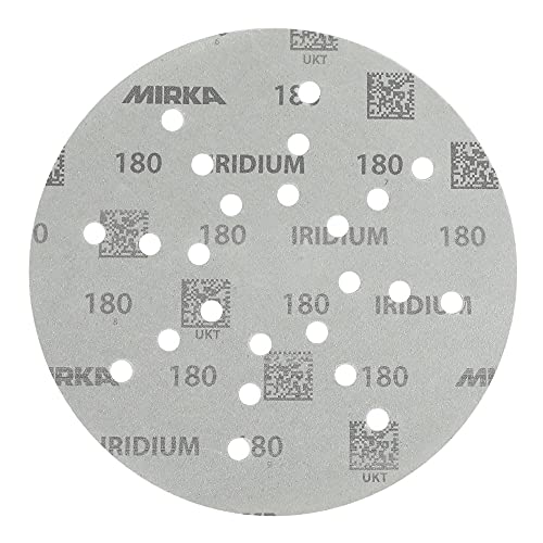 Mirka Iridium Schleifpapier Ø 225mm Klett Korn 180 / 25 Scheiben / Für Trockenbauschleifer Wand- und Deckenschleifer / Schleifen von Lack, Spachtel, Grundierung, Holz, Stahl, Mineralwerkstoffe von MIRKA