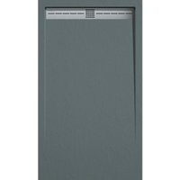 Mirlo - Mineralguss-Duschwanne extra flach arco Schieferoptik anthrazit 70x90 cm Ablaufschutz in Chrom von MIRLO