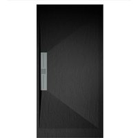 Mineralguss-Duschwanne extra flach edis Schieferoptik schwarz 70x180 cm von MIRLO