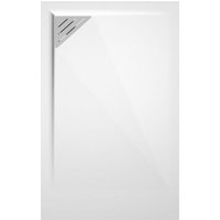 Mineralguss-Duschwanne extra flach TRINITY in WEIß 70x210 cm Ablauf linksbündig von MIRLO