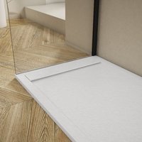 Mineralguss-Duschwanne extra flach ribera Schieferoptik WEIß 80x200cm von MIRLO