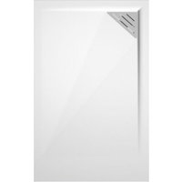 Mineralguss-Duschwanne extra flach trinity in WEIß 80x140 cm Ablauf rechtsbündig von MIRLO