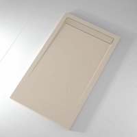 Extra flache Duschwanne clever in Schieferoptik beige 90x90 cm - beige von MIRLO