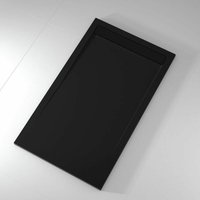 Mineralguss-Duschwanne extra flach clever Schieferoptik schwarz 70x210 cm von MIRLO