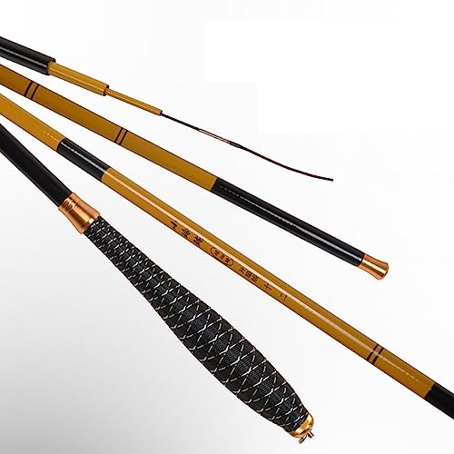 Ultrafeine Angelrute Carbon Angelrute 2.7-6.3m Tragbare einziehbare Handrute Leichte und dünne, robuste Hand, die sich angenehm anfühlt Karpfenangelrute Imitation Bambus Stil ( Color : Bamboo color , von MIRODO
