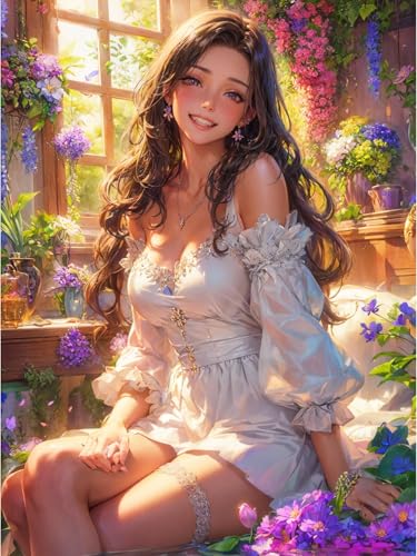 MIRONS 5D Diamond Painting Set, Cartoon-Mädchen-Muster, J, 50 x 70 cm DIY voller runder Diamant Diamant Kunst Zeichnung Erwachsene Diamant Zeichnung Set mit Accessoires Haus Wanddekoration MIRONS 5D Diamond Painting Set, Cartoon-Mädchen-Muster, J, 50 x 70 cm DIY voller runder Diamant Diamant Kunst Zeichnung Erwachsene Diamant Zeichnung Set mit Accessoires Haus Wanddekoration von MIRONS