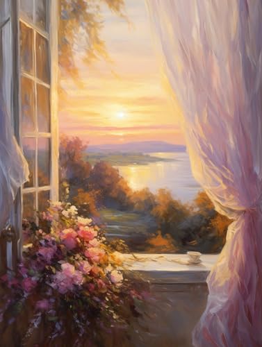 MIRONS DIY Diamond Painting Set Erwachsene Kinder, Landschaft vor dem Fenster, C, 30 * 40CM Diamant Painting Bilder 5D Diamant Kunst Diamant Malerei Set Cross Stickerei Malerei Kits für Heimdekor MIRONS DIY Diamond Painting Set Erwachsene Kinder, Landschaft vor dem Fenster, C, 30 * 40CM Diamant Painting Bilder 5D Diamant Kunst Diamant Malerei Set Cross Stickerei Malerei Kits für Heimdekor von MIRONS