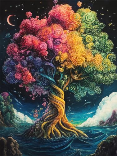 MIRONS Kreuzstich-Set zum Selbermachen, Fantasiebaum 11CT Vorgedruckt Kreuzstich Stickpackung Sticken Set für Erwachsene Anfänger Cross Stitch 50 * 70cm von MIRONS