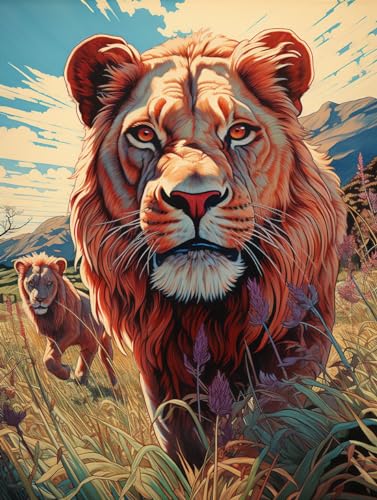 MIRONS Kreuzstich Stickpackungen Vorgedruckt Set, Wilder Löwe im Dschungel, L, 40 * 50CM Stickvorlagen Stickbilder Zum Sticken Starter Set FüR Erwachsene AnfäNger, 11CT Cross Stitch Kit MIRONS Kreuzstich Stickpackungen Vorgedruckt Set, Wilder Löwe im Dschungel, L, 40 * 50CM Stickvorlagen Stickbilder Zum Sticken Starter Set FüR Erwachsene AnfäNger, 11CT Cross Stitch Kit von MIRONS