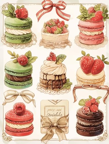 MIRONS Kreuzstich nach Zählmuster, Exquisiter Kuchen, H, 40 x 50 cm 11CT Kreuzstich-Stickset, komplettes Sortiment an vorgedruckten Starter-Sets für Anfänger von MIRONS