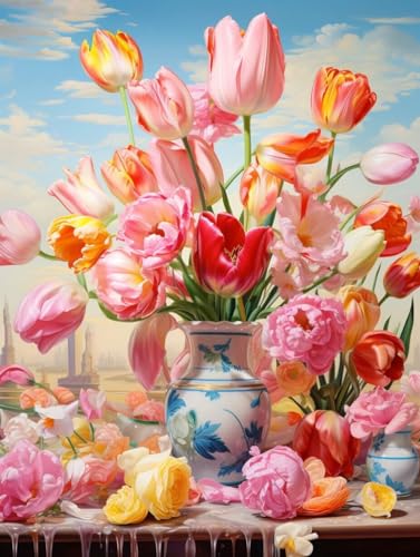 Stickerei Set Anfänger, Schöne Tulpen in Vase,C 11CT Erwachsene Kreuzstich Vorgedruckt, Kreuzstich Starter Kit mit Muster, Farbfäden und Werkzeuge, für DIY Kunst Handwerk Nähen Stickerei Set Anfänger, Schöne Tulpen in Vase,C 11CT Erwachsene Kreuzstich Vorgedruckt, Kreuzstich Starter Kit mit Muster, Farbfäden und Werkzeuge, für DIY Kunst Handwerk Nähen von MIRONS