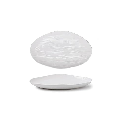 10 einfache Fischteller aus Keramik, groß, für Vorspeisen, Bar-Frühstücke, Dessertteller, unregelmäßige ovale Salatschüssel für die Küche von MIROOOO
