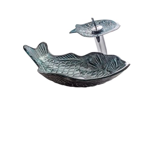 Badezimmer Aufsatzwaschbecken Badezimmer Waschbecken Mode Waschbecken Gehärtetes Glas Waschbecken Hotel Art Over Counter Badezimmer Waschbecken (Color : A, Size : Sink Set) von MIROOOO