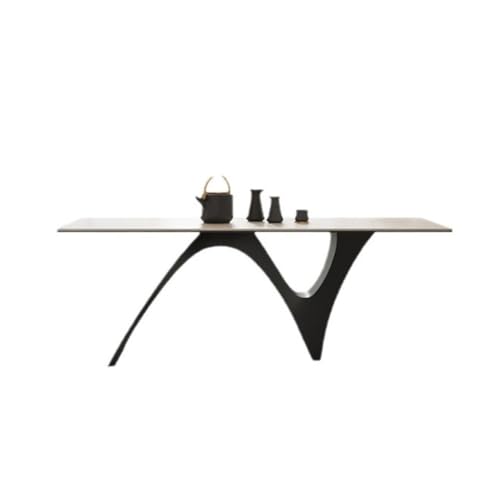 Kaffee Tisch Haus Einfach Rechteckig Esstisch Kreativ Mittelalterlichen Stil Steinplatte Und Stühle Esstisch(B:160CM*80CM*75CM) von MIROOOO