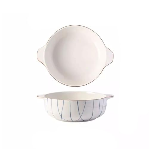 MIROOOO Ramen Schalen Obstschale Chinesischer Stil Keramik Doppelohr Suppenschüssel Haushaltsgeschirr Ramenschüssel Großes Suppenbecken Geeignet für Suppe, Getreide und Pasta Salatschüssel von MIROOOO
