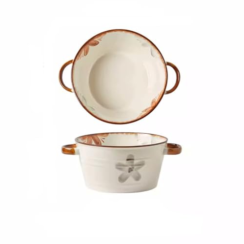 MIROOOO Ramen Schüsseln Obstschale Chinesische Doppelohren Suppenschüssel Haushalt Große Keramik Instant Nudelschale Suppenbecken 25,4 cm Pastaschüssel Große Kapazität Schüssel Salatschüssel von MIROOOO