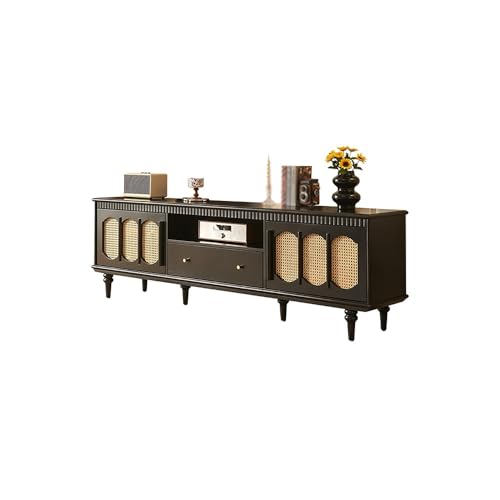 MIROOOO TV Schrank Ständer 200cm Massivholz Retro Schwarz Konsolentisch Rustikales Entertainment Center Aufbewahrungsmöbel für Hotels & Residenzen Unterhaltungszentrum Fernsehschrank MIROOOO TV Schrank Ständer 200cm Massivholz Retro Schwarz Konsolentisch Rustikales Entertainment Center Aufbewahrungsmöbel für Hotels & Residenzen Unterhaltungszentrum Fernsehschrank von MIROOOO
