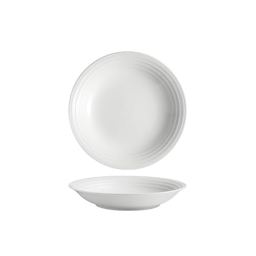 Niedrige Schüssel aus weißer Keramik, groß, für Suppe, Küche, Restaurant, kommerzieller Service, Frühstück, Abendessen, Salatschüssel für die Küche von MIROOOO